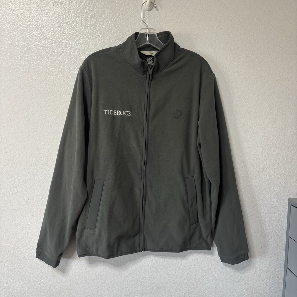 Vuori Branded Aspen Full Zip Jacket Polartec Fleece L Mens Grey Active Coat V583